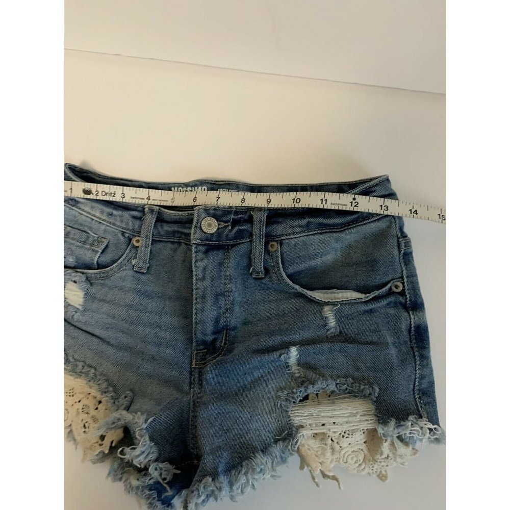 Mossimo Target Blue Jean Shorts Lace Highrise 00/24 - Picture 5 of 7